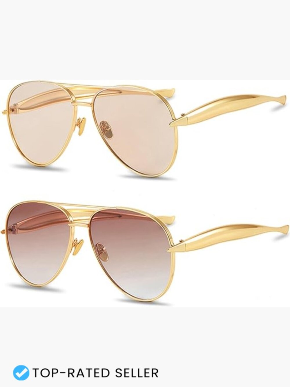 Oversized Aviator Sunglasses Retro 70s Style Trendy Big Metal Frame UV
